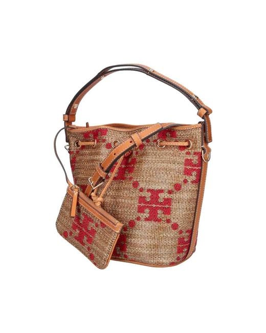 Tory Burch Pink T Monogram Bucket Bag