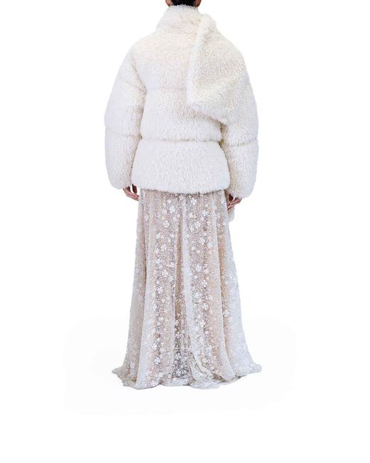 Karl Lagerfeld White Karl Studio Faux Fur Coat