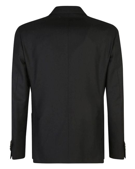 Lardini Black Double -Breasted Blazer With Application for men