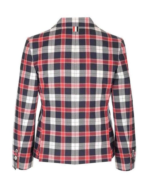 Thom Browne Red Tartan Buttoned Blazer