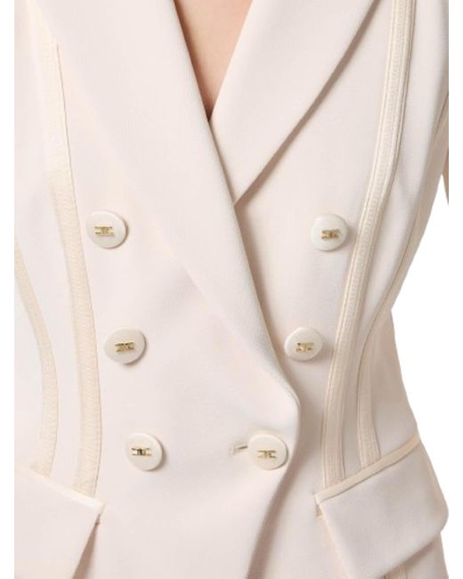 Elisabetta Franchi White Crepe Jacket With Satin Details