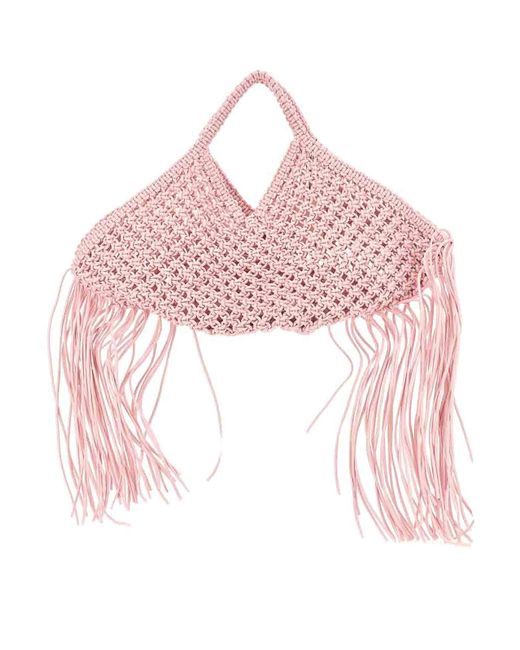 Yuzefi Pink Large Woven Basket Bag