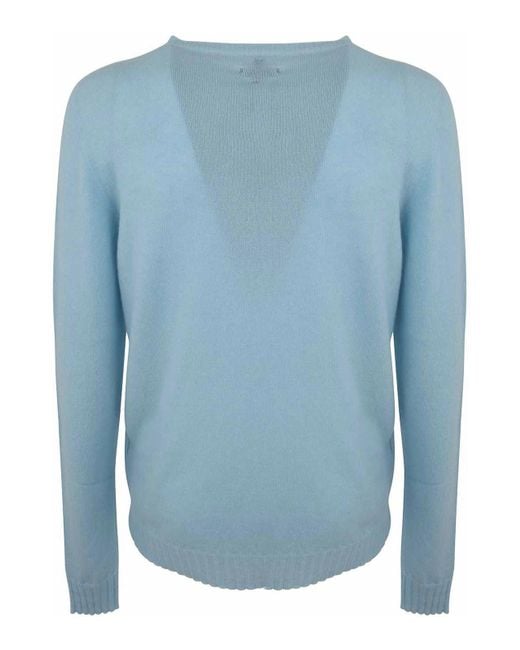 MD75 Blue Cashmere Crew Neck Sweater for men