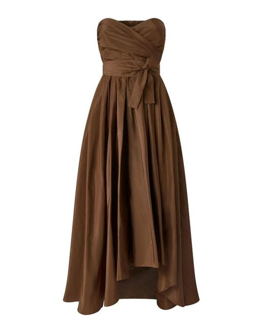 Pinko Brown Pappagallo Strapless Pleated Midi Dress