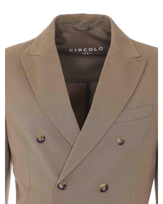 Circolo 1901 Brown Double Breasted Jacket for men