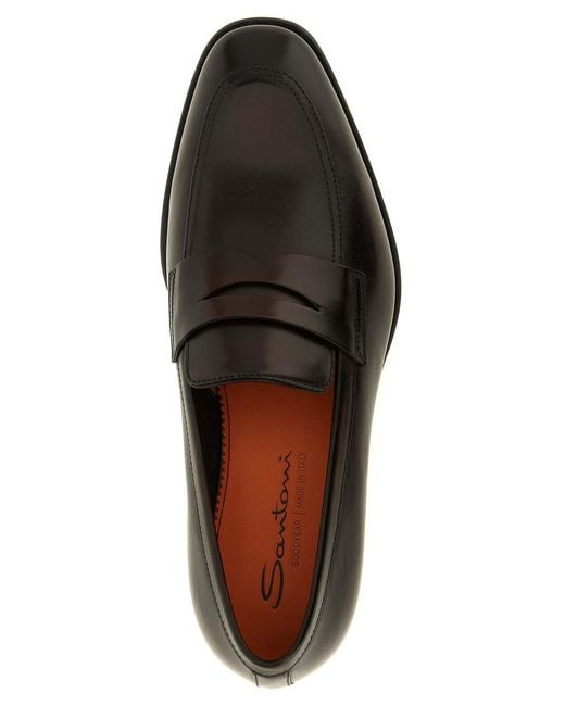 Santoni Black Loafers for men