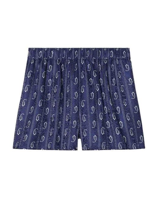 Tory Burch Blue Printed Silk Blend Shorts