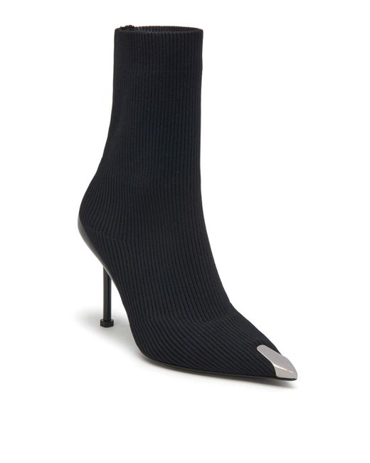 McQueen Black Statement Raffia Pointed-Toe Boots For