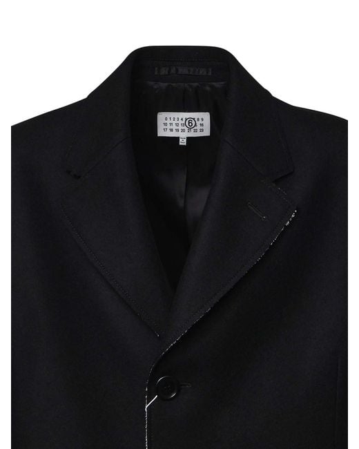 MM6 by Maison Margiela Black Single-Breasted Wool Felt Coat for men