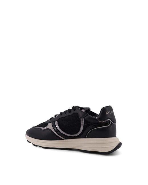 Pinko Black Leather Low-Top Sneakers