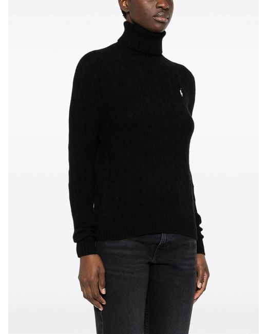 Polo Ralph Lauren Black Embroidered Logo Turtleneck Sweater