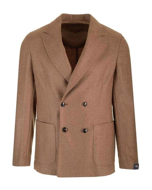 Barba Napoli Brown Easy Double Breasted Jacket for men