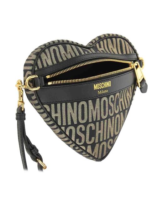 Moschino Gray Lurex Logo Cuore