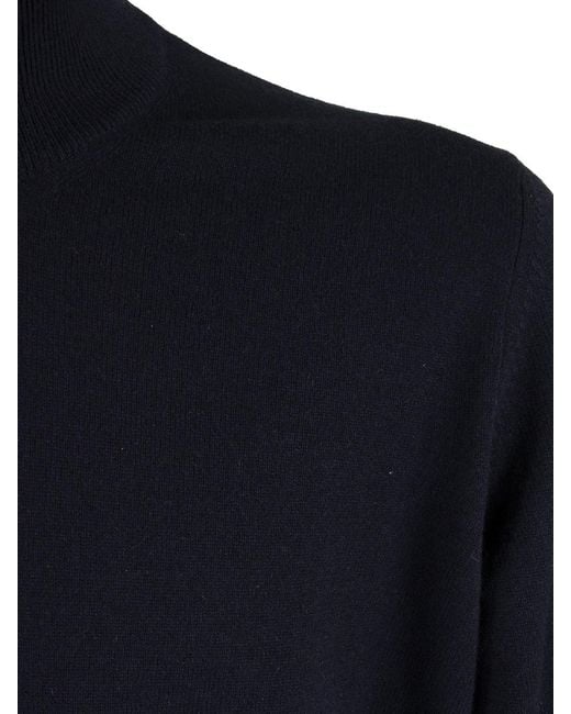 Brunello Cucinelli Blue Cashmere Turtleneck Sweater With Zipper for men