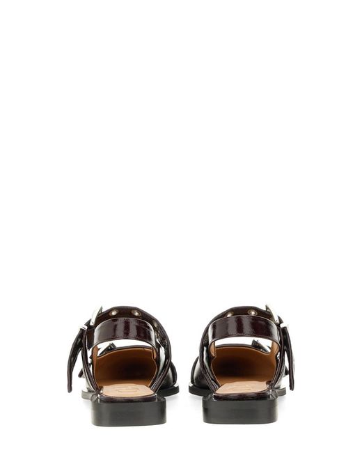 Ganni White Ballerina With Buckle Sandal