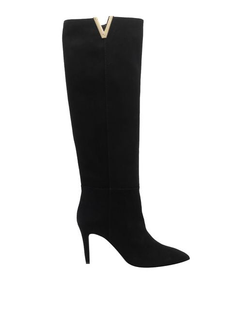 Via Roma 15 Black V Suede Pump Boots