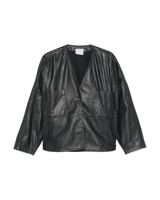 Forte_forte Black Leather Kimono Jacket
