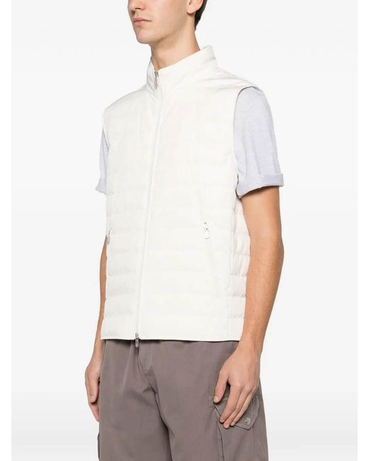Brunello Cucinelli White Sleeveless Jacket for men