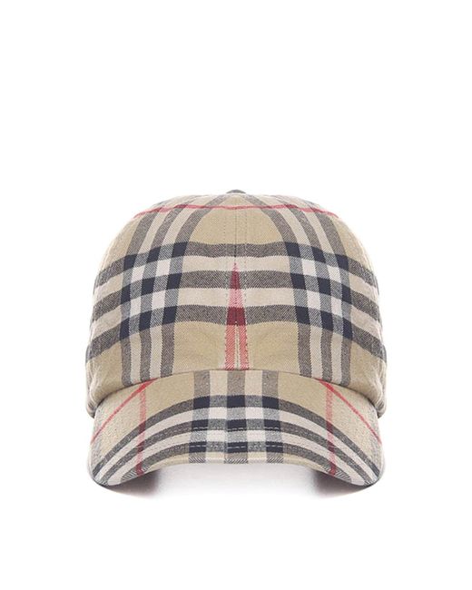 Burberry White Baseball Cap With Check Print for men