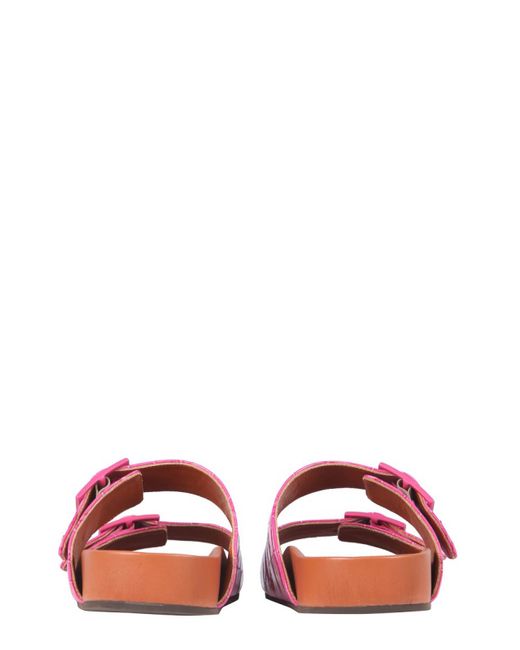 L'Autre Chose Pink Sandals With Coconut Print Leather