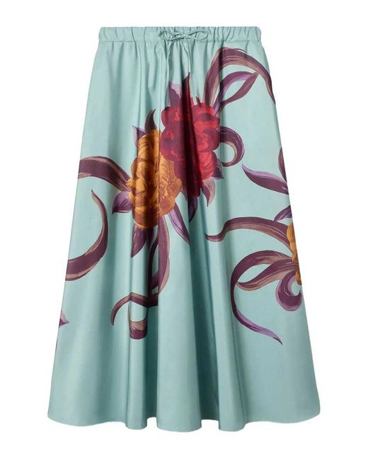 LaDoubleJ Blue Floral-Print Skirt
