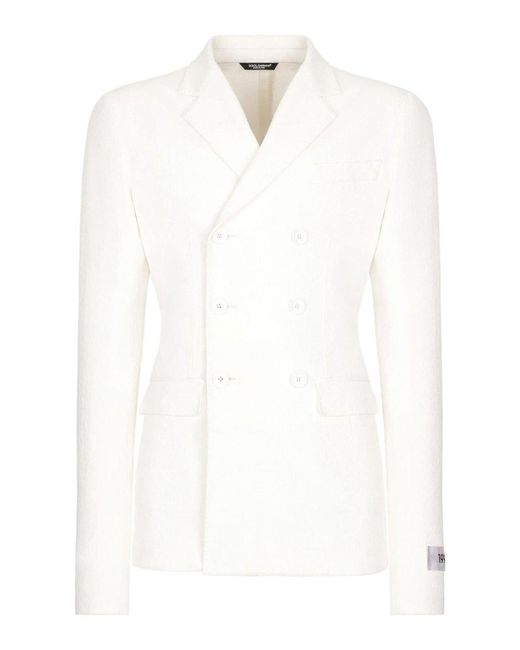 Dolce & Gabbana White Double-breasted Blazer for men