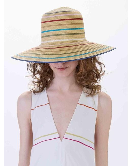 Paul Smith Natural Classic Multistripe Raffia Hat Ps