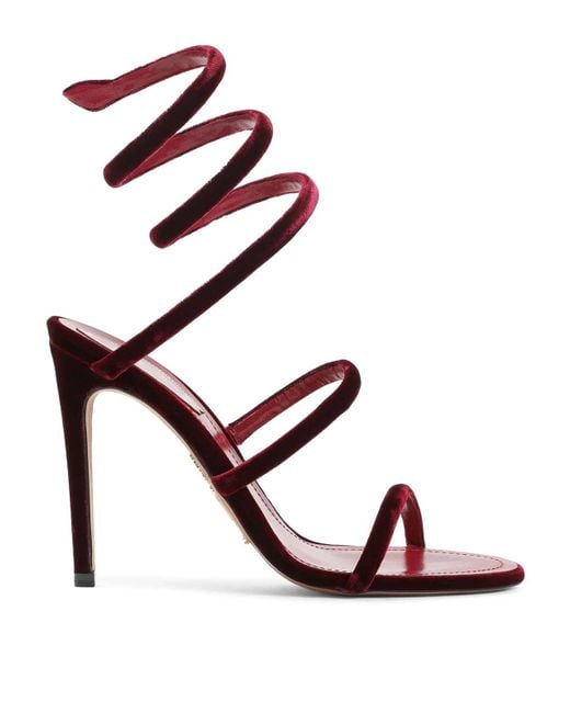 Rene Caovilla Pink Ren Caovilla Velvet Snake Sandals