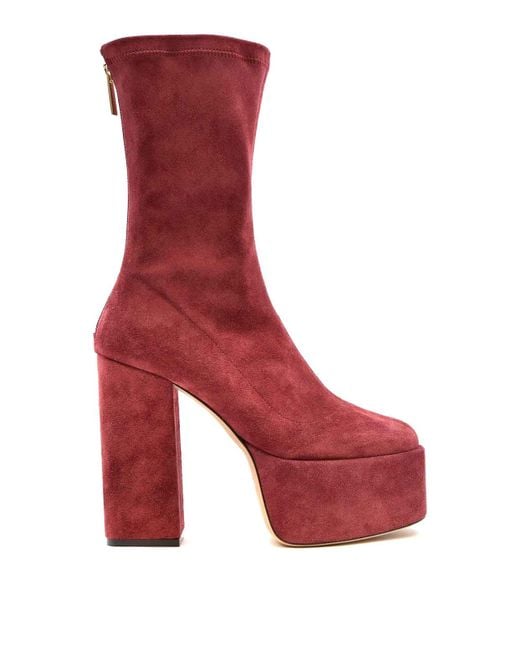 Paris Texas Red Suede Ankle Boots