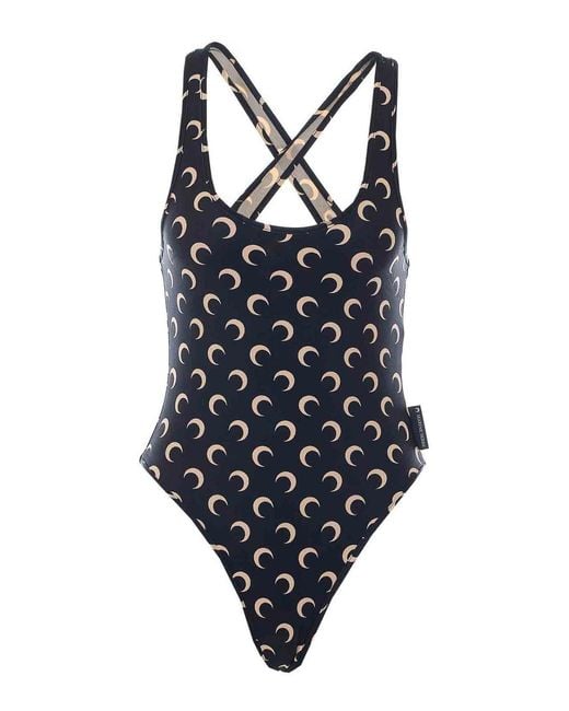 MARINE SERRE Blue One Swimwear