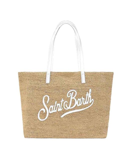 Mc2 Saint Barth White Raffia City Shoulder Bag