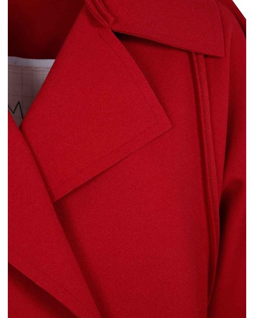 Maria Calderara Red Doublebreasted Coatfelt Coat