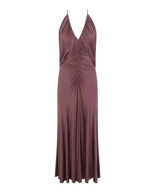Self-Portrait Purple Jersey Drape Midi Dress