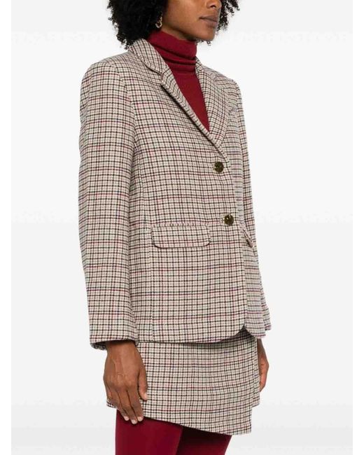 Ganni Check Wool Mix Boxy Blazer in Black | Lyst