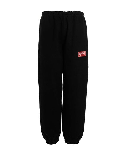 KENZO Black Logo Patch Sweatpants for men
