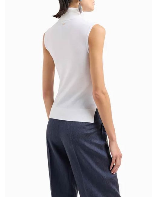 Giorgio Armani White Virgin Wool Turtleneck Top