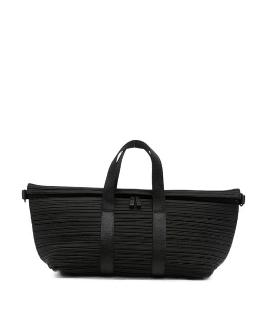 Pleats Please Issey Miyake Black Pleats Boston Bag
