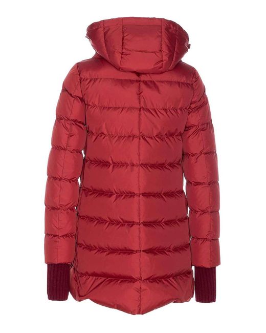 Herno Red Down Hooded Zip-Up Puffer Jacket