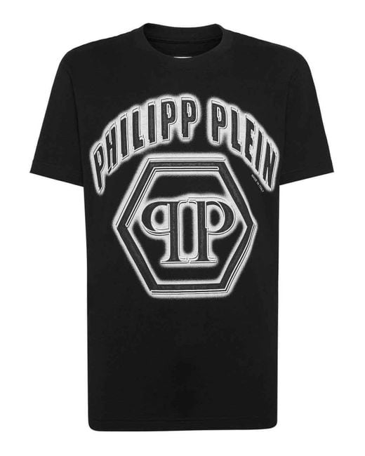 Philipp Plein Black Logo-Print Cotton T-Shirt For for men