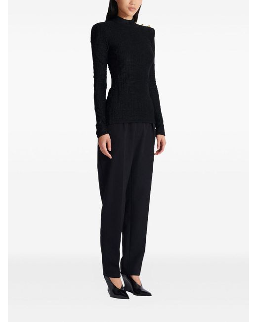 Balmain Black Monogram High-Neck Top