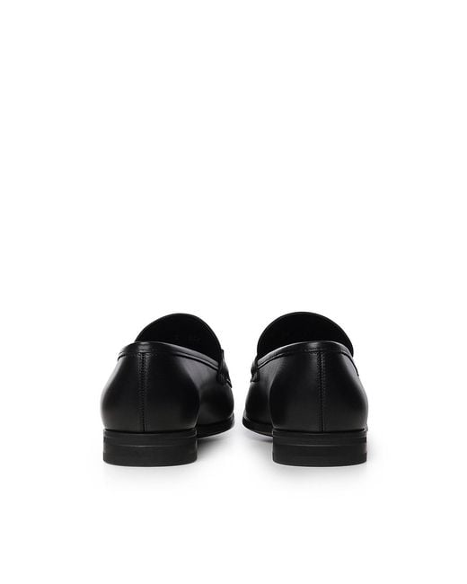 Ferragamo Black Leather Gancini Loafer for men