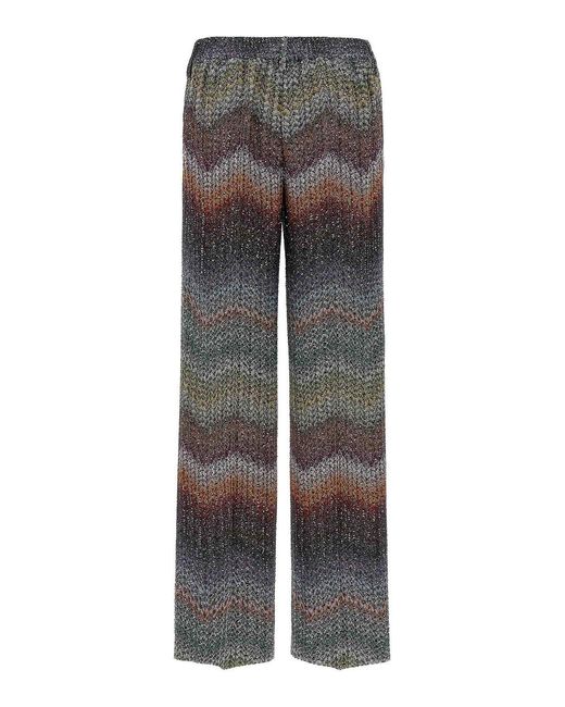 Missoni Gray Zigzag Lam Viscose Pants