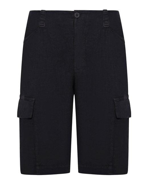 Transit Blue Linen Cargo Bermuda Shorts for men