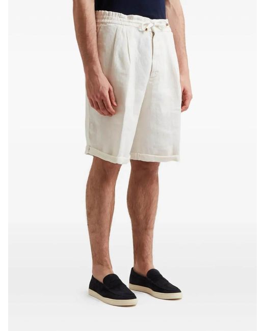 Brunello Cucinelli White Bermuda Shorts With Drawstring for men