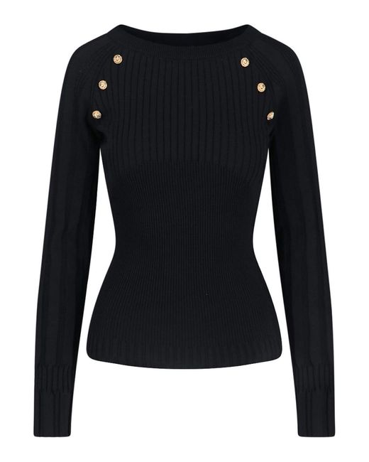Balmain Black Button Sweater