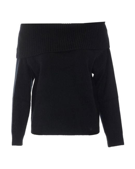 Loulou de Saison Black Sibyl Off-Shoulder Sweater