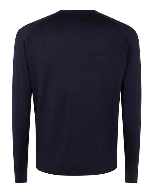 John Smedley Blue Hatfield Long Sleeves Crewneck Pullover for men
