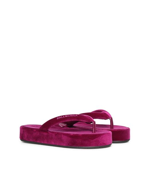 Balenciaga Purple Jet Lag Velvet Flip-Flops