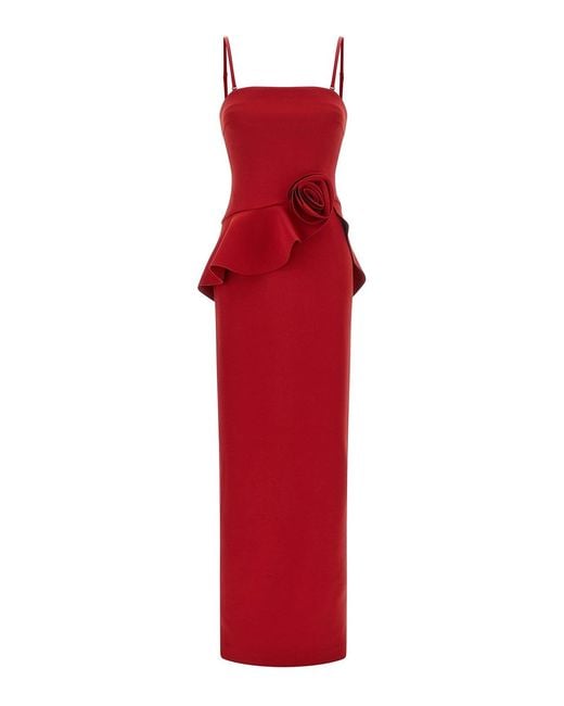 ROTATE BIRGER CHRISTENSEN Red 3D Floral Detail Dress