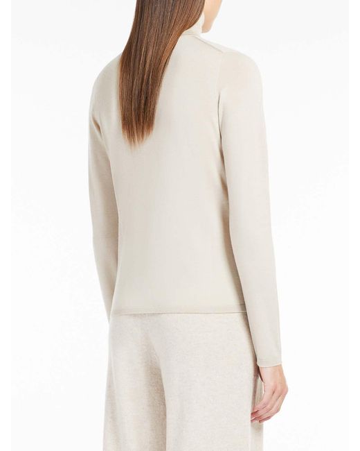Max Mara White Veloce Lightweight Cashmere Turtleneck